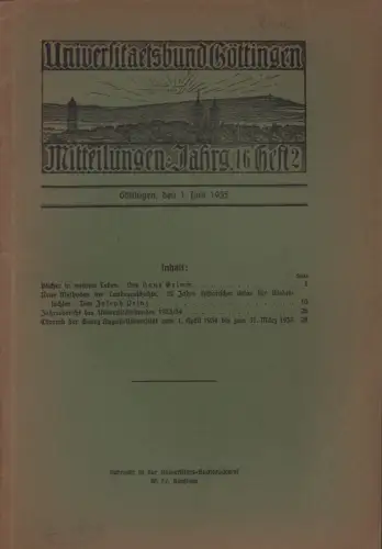 Universitätsbund Göttingen. Mitteilungen, JG. 16, HEFT 2
