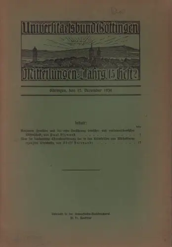 Universitätsbund Göttingen. Mitteilungen, JG. 15, HEFT 2. 