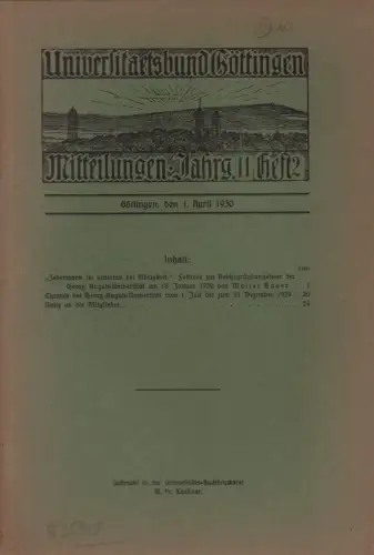 Universitätsbund Göttingen. Mitteilungen, JG. 11, HEFT 2
