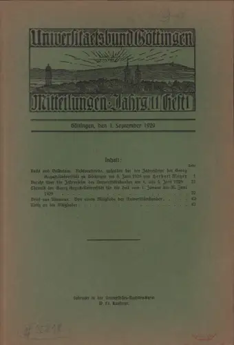 Universitätsbund Göttingen. Mitteilungen, JG. 11, HEFT 1