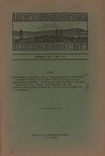 Universitätsbund Göttingen. Mitteilungen, JG. 12, HEFT 2. 