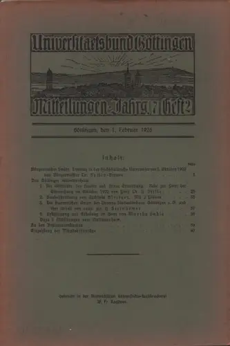 Universitätsbund Göttingen. Mitteilungen, JG 7, HEFT