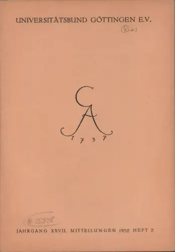 Universitätsbund Göttingen. Mitteilungen, Jg. 27, Heft 2. 