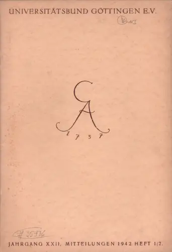 Universitätsbund Göttingen. Mitteilungen, JG. 22, HEFT 1/2