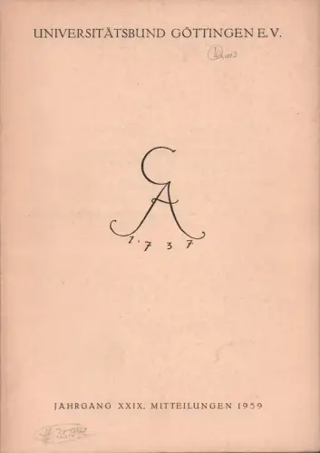 Universitätsbund Göttingen. Mitteilungen, JG. 29. 