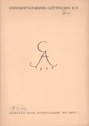 Universitätsbund Göttingen. Mitteilungen, JG. 28, HEFT 1