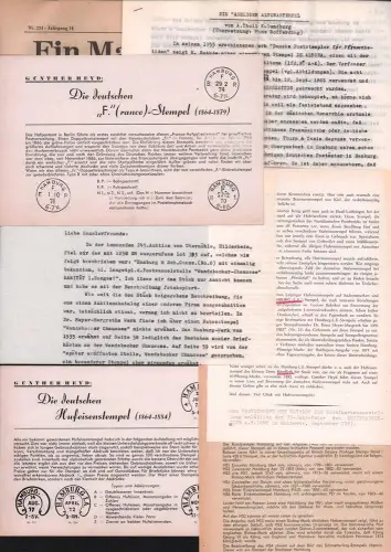 Philatelie Kleinkonvolut. 6 Teile Ephemera zum Thema Poststempel