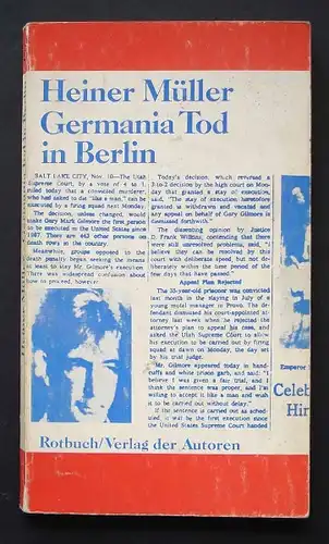 Heiner, Müller: Germania Tod in Berlin. Rotbuch, 1977.
