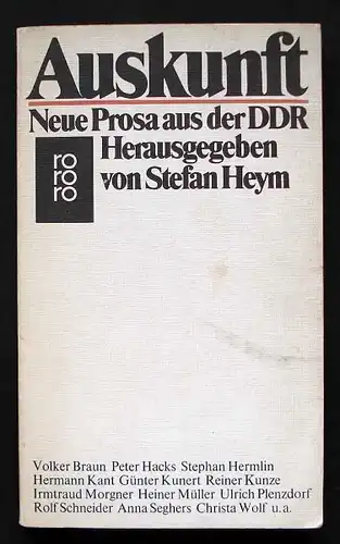 Auskunft. Neue Prosa aus der DDR.