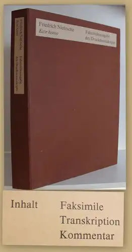 Nietzsche Ecco Homo-Faksimileausgabe des Druckmanuskirpts 1985 Geschichte sf