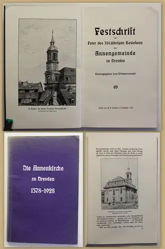 Festschrift 350 jährigen Bestehens der Annenkirche zu Dresden 1928 Sachsen sf