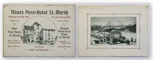 Prospekt Neues Post-Hotel St. Moritz um 1910 Landeskunde Ortskunde Geographie xy