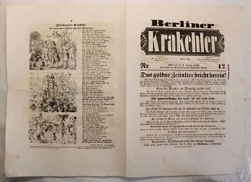 Zeitung Ernst Litfaß Berliner Krakehler 1848 Nr.17 Litfaßsäule komplett xy