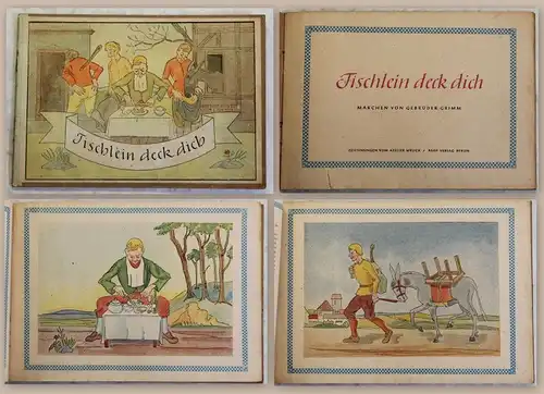 Grimm Tischlein deck dich Märchen Zeichnungen Atelier Wruck Äsop Verlag um 1950