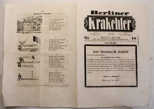Zeitung Ernst Litfaß Berliner Krakehler 1848 Nr.18 Litfaßsäule Zeitschrift xy
