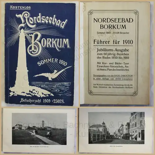 Orig. Prospekt Nordseebad Borkum 1910 Ortskunde Landeskunde Geografie xy