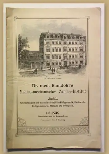 Orig. Prospekt Dr. med. Ramdohr Medico-mechanisches Zander-Institut um 1880 sf