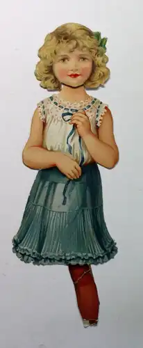 Riesengroße Papier Anziehpuppe Ankleidepuppe Mädchen Kleider & Hüte um 1900 sf