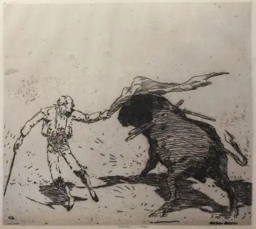 Willi Geiger Originalradierung Stierkampf 1912 Torero Grafik Kunst Druck xz