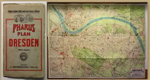 Pharus-Plan der Stadt Dresden um 1920 Landkarte Stadtplan 1:10000 Sachsen sf