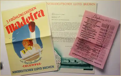 Orig. Prospekt Norddeutscher Lloyd Bremen 1935 Reisen Ortskunde Geografie sf
