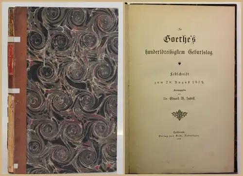 Sabell Zu Goethe's hundertdreißigstem Geburtstag 1879 Festschrift Dichter sf