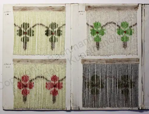 Mustermappe für Glasperlenvorhänge 8 Mustervorlagen Blumenmuster um 1900 rara xz