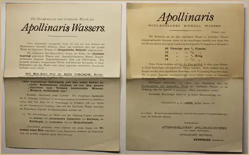 Orig Werbeblatt & Faltblatt Apollinaris Wassers 1903 Heilmittel Studium sf