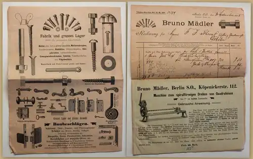 Orig Prospekt/ Katalog Bruno Mädler um 1920 Werbung Reklame Schrauben sf