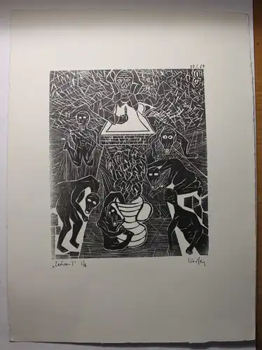 "Laokoon I." 1969 Holzschnitt Linolschnitt Grafik Kunst Druck Original Nr. 6 sf