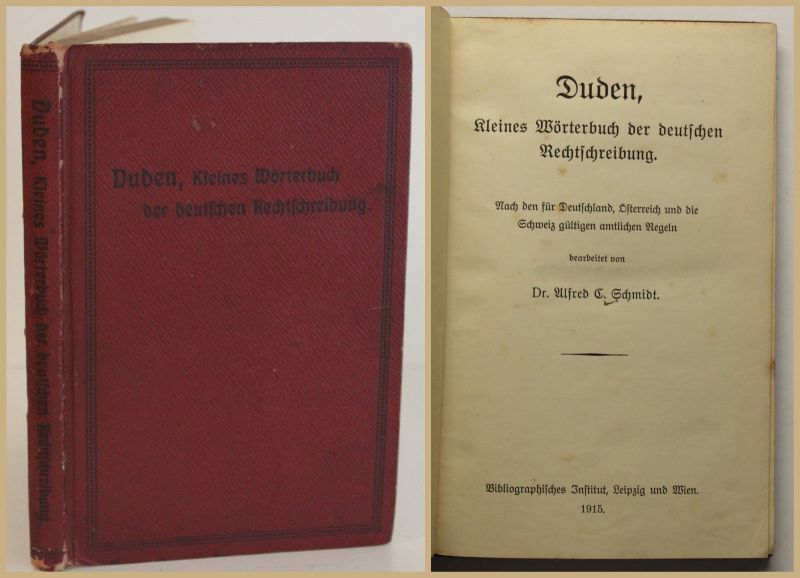 Schmidt Duden Kleines Wörterbuch Der Deutschen Rechtschreibung 1915