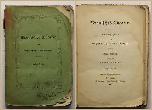 Schlegel Spanisches Theater 1845 1 Bd Belletristik Lyrik Schauspiel Kunst sf