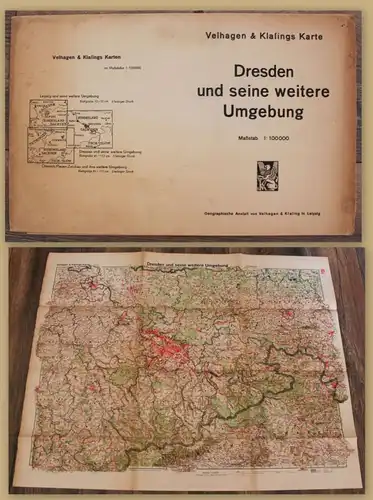 Dresden und seine weitere Umgebung um 1940 Sachsen Geografie Karte Ortskunde sf