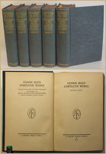 Elias/ Schlenther Henrik Ibsen Sämtliche Werke 5 Bde um 1910 Belletristik sf