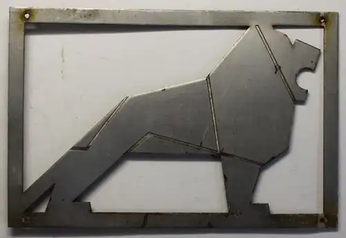 Fabrikschild/Typenschild Löwe von MAN-Büssing Aluminium 1968 Reklame Werbung sf