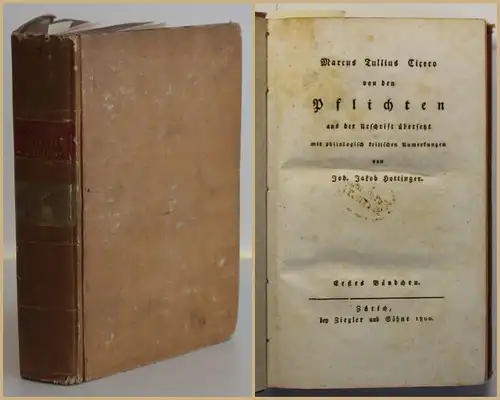 Cicero Pflichten aus der Urschrift übersetzt philologisch Anmerkungen 1800 sf