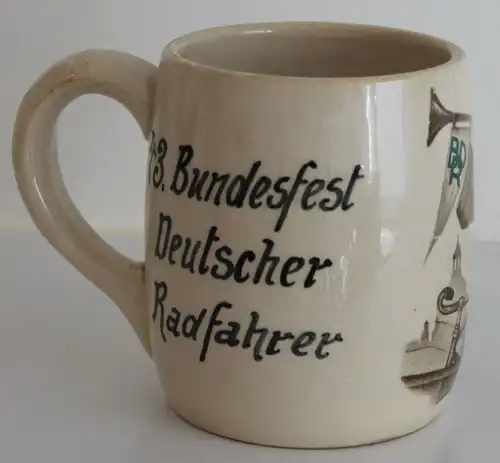 Tasse 43. Bundesfest Deutscher Radfahrer in Dresden 1936 Sammeltasse Art Deko sf