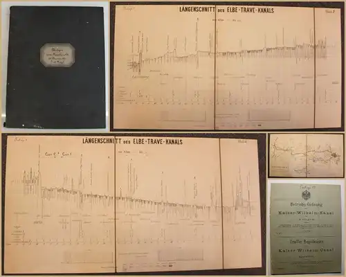 Mappe Kaiser Wilhelm Kanal (Elbe-Lübeck-Kanal) um 1900 Geschichte Technik sf