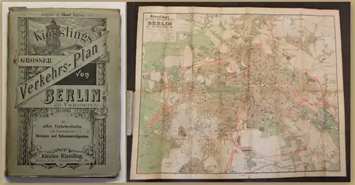 Kiesslings Grosser Verkehrs-Plan von Berlin um 1900 Geografie Ortskunde sf