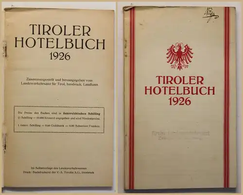 Original Prospekt Tiroler Hotelbuch 1926 Geografie Geographie Reise Ortskunde sf