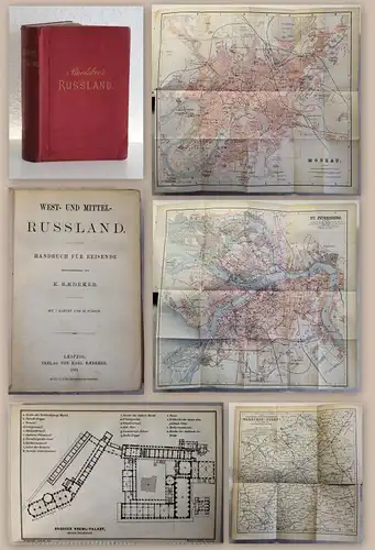 Baedeker Handbuch für Reisende West- und Mittel- Russland 1883 Erstausgabe xz