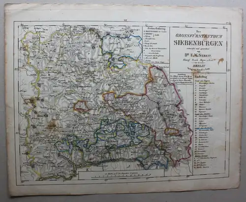 Stahlstich Das Grossfürstenthum Siebenbürgen 1835 Landkarte Transsilvanien sf
