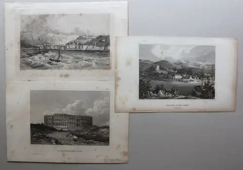 Konvolut Stahlstiche Ansicht von Pola/Pula um 1850 Landschaft Kroatien sf