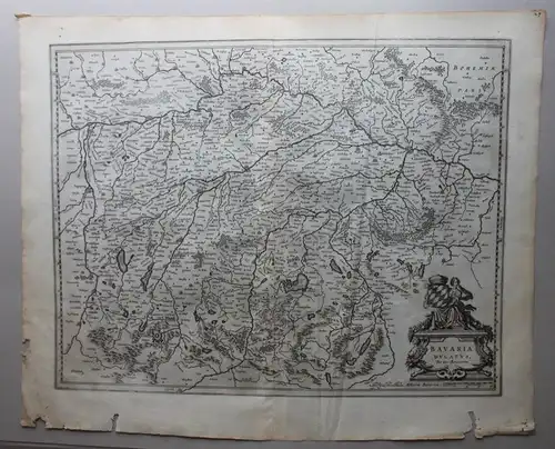 Kupferstichkarte Bavaria Ducatus Oberbayern um 1610 Landkarte Geografie sf
