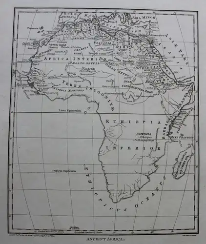Wilkes Kupferstichkarte von Afrika 1798 Landkarte Geografie Landeskunde  sf