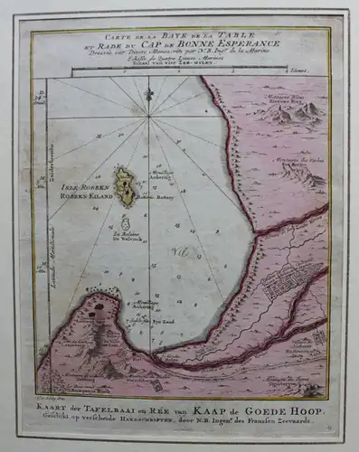 Kolorierte Kupferstichkarte vom Kap der guten Hoffnung um 1780 Landkarte sf