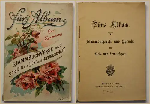Fürs Album Stammbuchverse und Sprüche der Liebe & Freundschaft 1891 selten sf