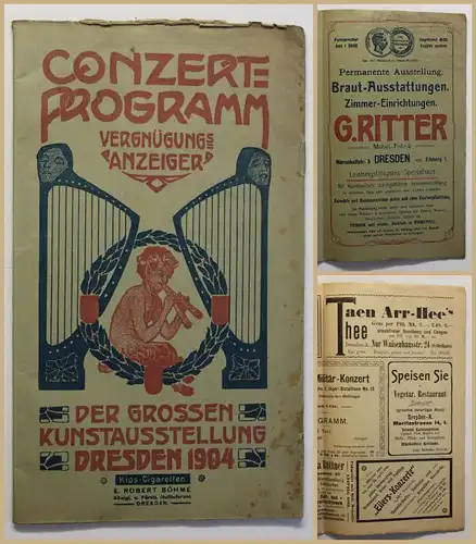 Original Prospekt Conzert-Programm Der großen Kunstaustellung Dresden 1904 sf
