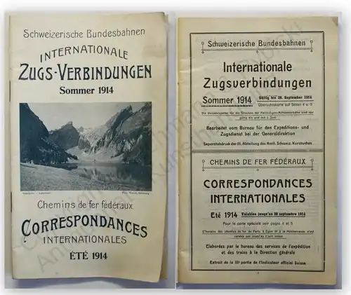 Prospekt Fahrplan Schweizerische Bundesbahnen 1914 Geographie Landeskunde xy