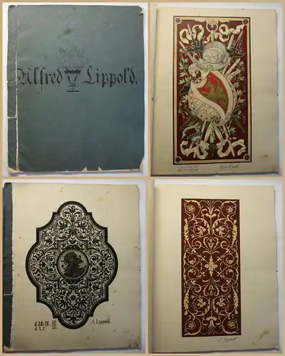 Lippold Großfomatiges Zeichenheft 1889/90 Kunst Architektur Ornamente Muster sf